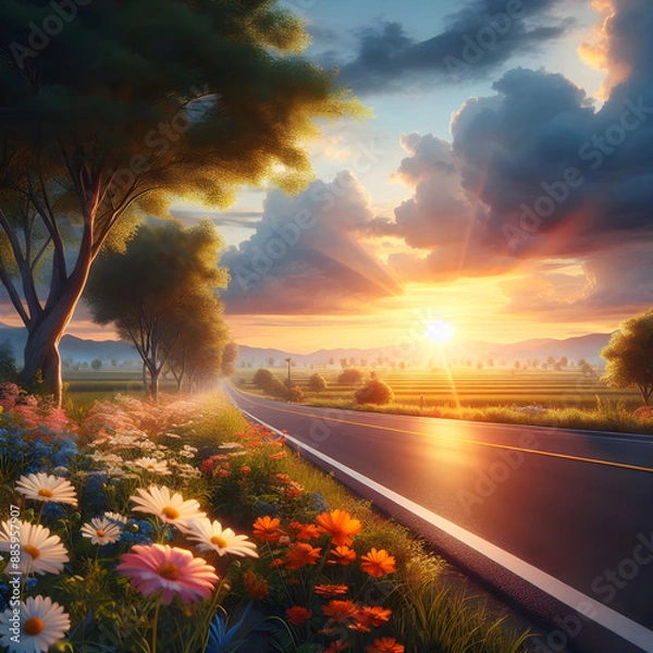 Obraz sunset over the river