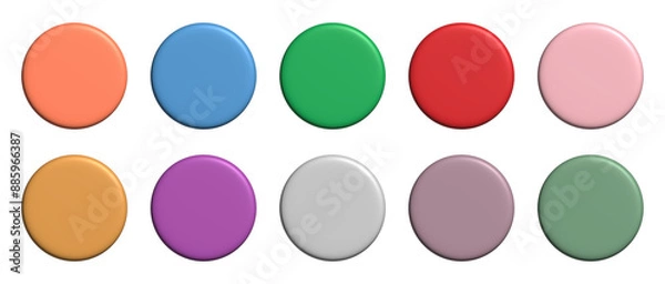 Fototapeta Collection of 3d round web button empty for banner design colorful element