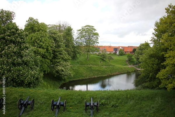 Fototapeta Fredericia Denmark 20 05 2023 . Fredericia
 city ​​and port on the shore of the Little Belt Strait.