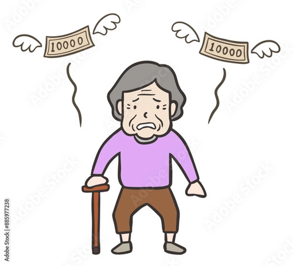 Fototapeta 老後破産して困っている女性の老人