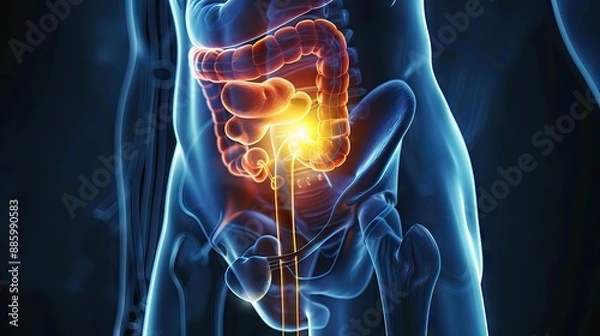 Fototapeta A detailed image of the human bladder, highlighting its role in urine storage and elimination. Generative AI.