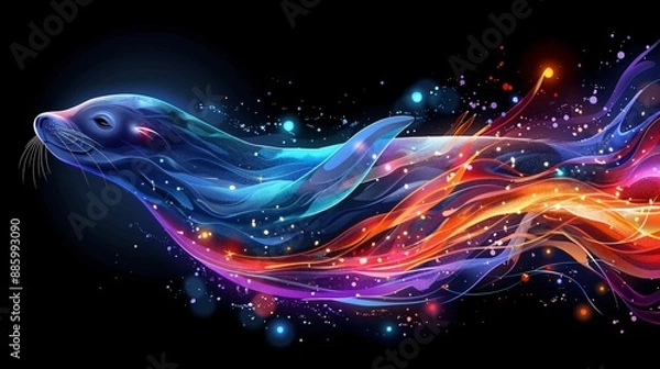 Fototapeta Abstract Seal in a Vibrant Symphony of Colors