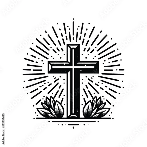 Fototapeta Cross and Hope Create an uplifting image of the cross with rays of hope