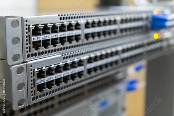 Fototapeta Network switch mount on rack