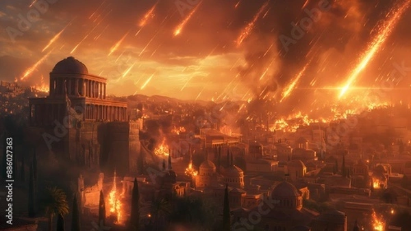 Obraz God Punishes Sodom and Gomorrah by Raining Sulfur and Fire from Heaven, Biblical Story