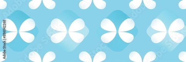 Fototapeta A pattern of white butterfly shapes on a light blue background