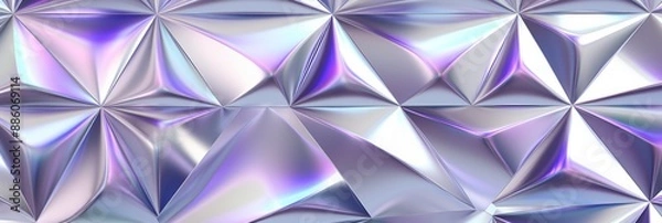 Fototapeta A close-up image of a textured geometric pattern featuring iridescent purple and white triangles