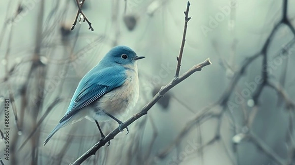 Obraz Blue bird on a branch