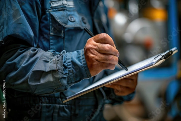 Fototapeta Workers are writing on a notepad