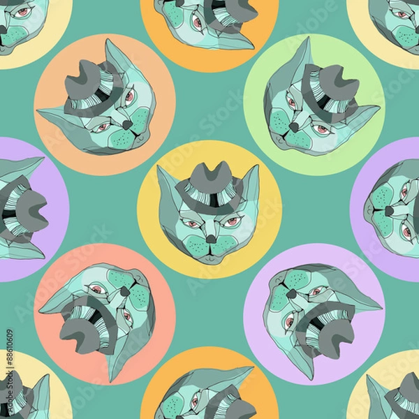 Fototapeta Seamless with cats.