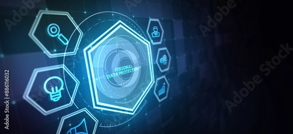 Fototapeta Data protection privacy concept. Personal data protection. 3d illustration