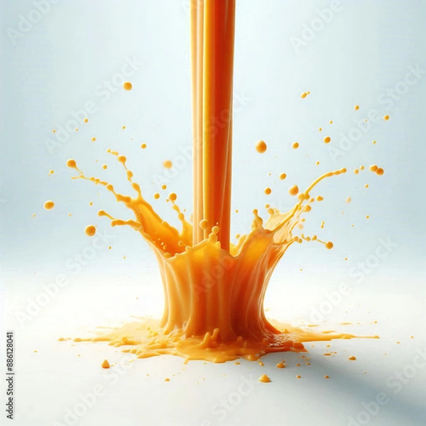Fototapeta Splash of mango juice in isolated background