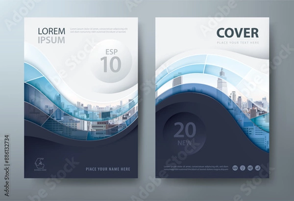 Fototapeta Annual report brochure flyer design template vector, Leaflet, presentation book cover templates, layout in A4 size