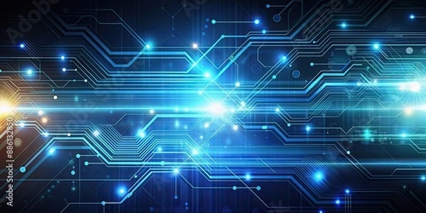 Obraz Abstract background of futuristic technology with glowing lines and digital elements, abstract, background, technology