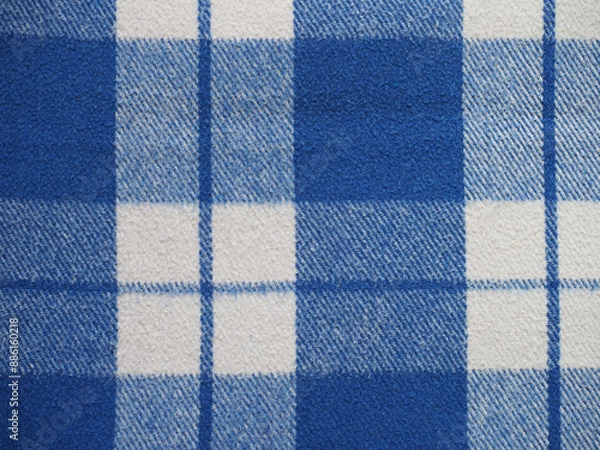 Obraz blue and white tartan fabric texture background