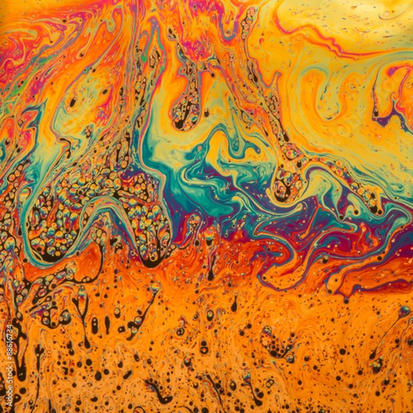 Obraz Psychedelic patterns formed on the surface of soap bubbles