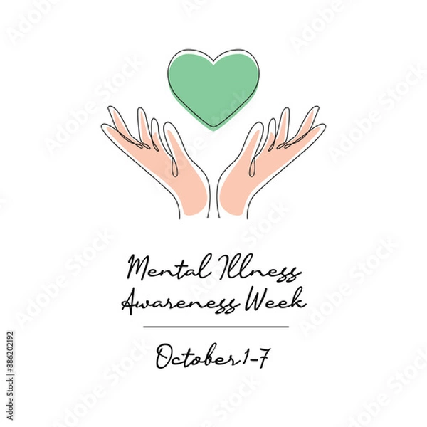 Fototapeta line art of Mental Illness Awareness Week good for Mental Illness Awareness Week celebrate. line art.