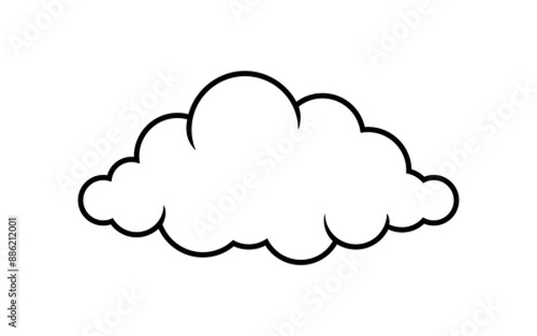 Fototapeta cloud line shape, graphic clouds outline, clouds lined, cloudy line simple