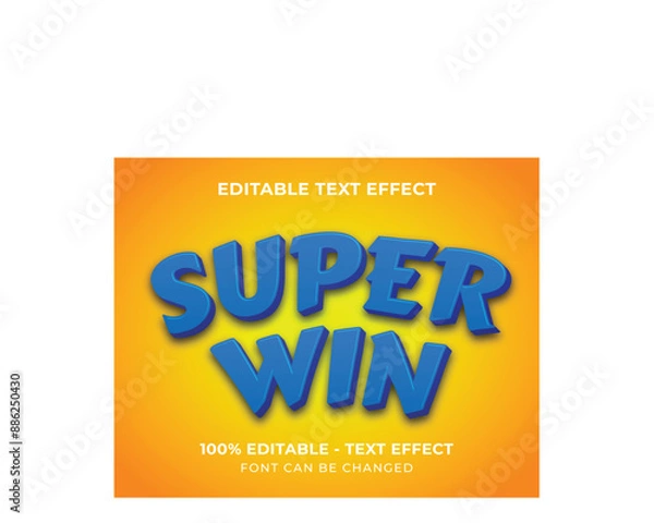 Obraz Super Win 3D Text Effect with Yellow Bakground
