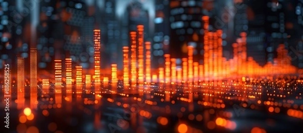 Fototapeta Modern bar chart illustrating sectoral stock market trends, with upward and downward movements depicted in a minimalist design.