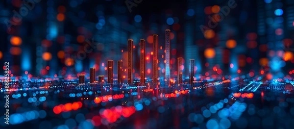Fototapeta Modern bar chart illustrating sectoral stock market trends, with upward and downward movements depicted in a minimalist design.