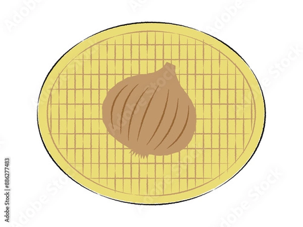 Obraz ザルに入った玉ねぎのイラスト｜ベクター