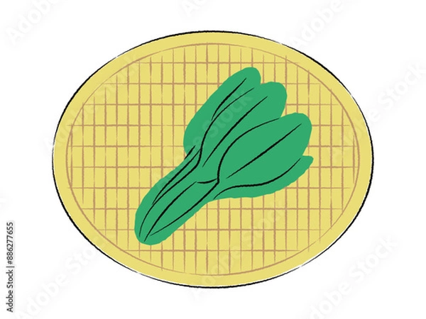 Obraz ザルに入った小松菜のイラスト｜ベクター