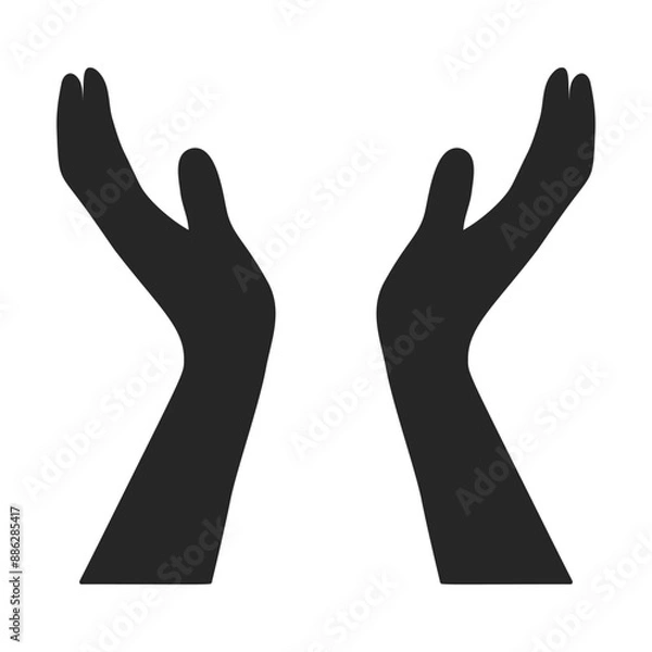 Fototapeta Cupped hands vector icon for apps and websites. Hope, care, idea, support, peace or protection concept  