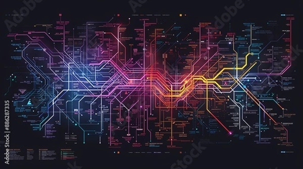 Obraz 80. Digital marketing workflow visualized as an intricate subway map