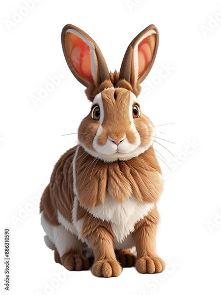 Fototapeta 3d animation rabbit on white