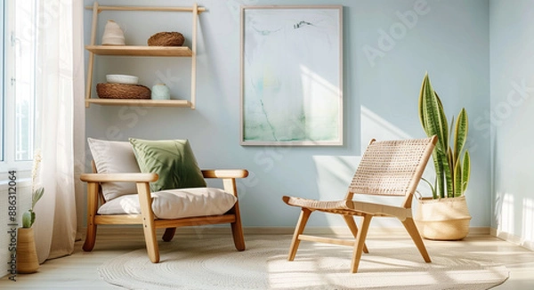Fototapeta two chairs and table in room