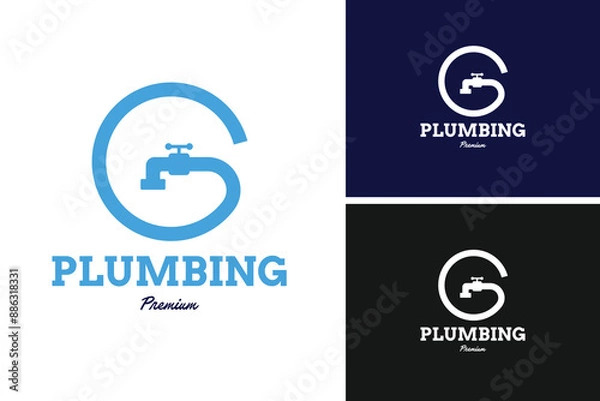 Fototapeta Plumbing logo design vector illustration template idea