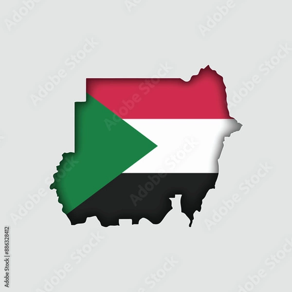 Fototapeta SUDAN Map with flag in body