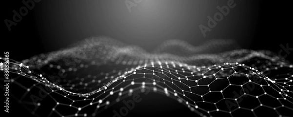 Fototapeta Internet technology network. Abstract black and white background. Large amount of data. 3d rendering.