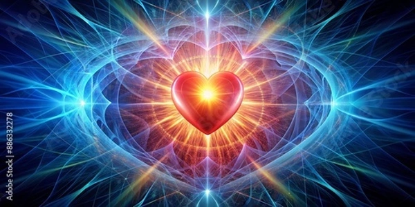 Fototapeta Energy field radiating from human heart, representing emotions, spirituality, and connection, heart, energy field, aura
