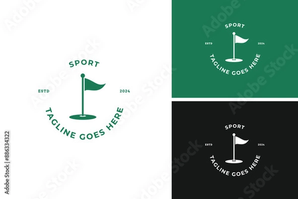 Fototapeta Golf flag logo design vector illustration template idea