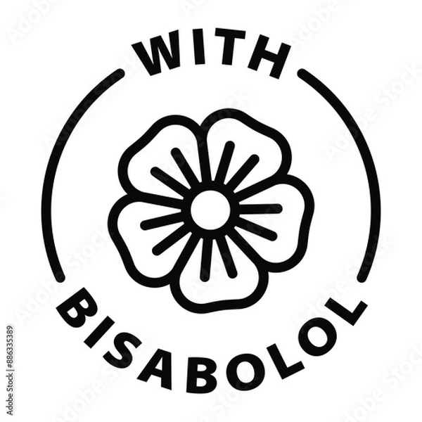 Fototapeta with bisabolol black outline icon round rounded circle badge stamp label isolated on transparent background