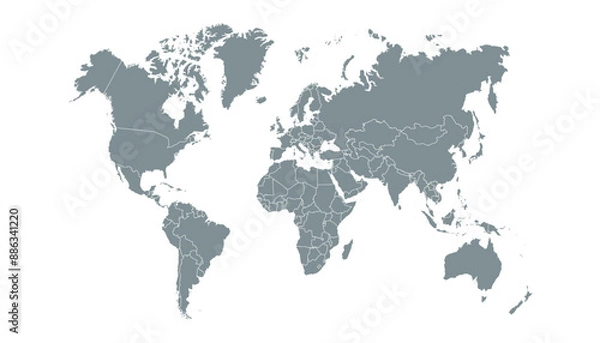Obraz World map. Grey modern vector map. Silhouette map