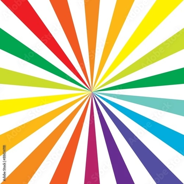 Obraz White rays on rainbow background. Colorful. Vector. Background.