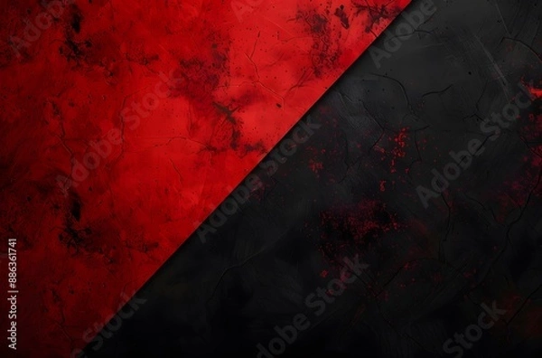 Fototapeta Abstract Red And Black Diagonal Split Background
