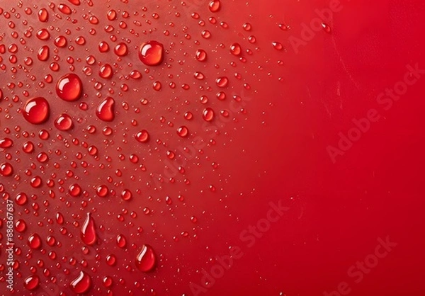 Fototapeta Red Background Water Drops Product Presentation