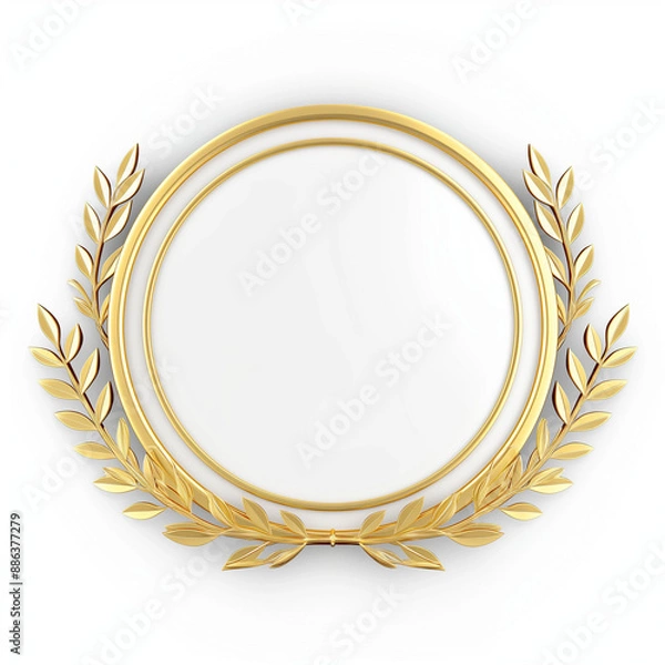 Fototapeta Golden laurel wreath forming a round frame with blank space for your design