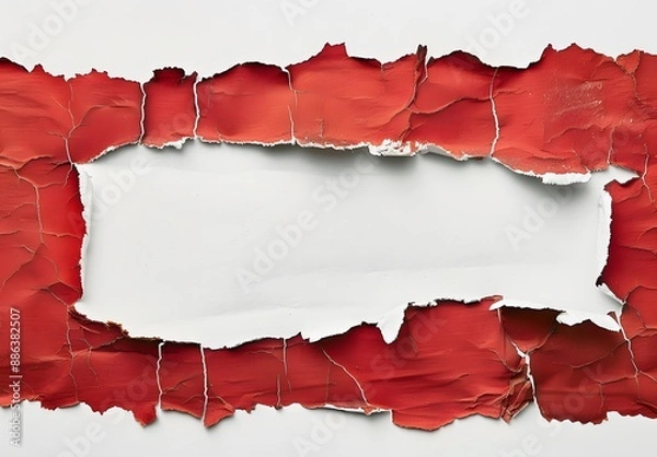 Obraz Torn Red Paper Frame with White Background