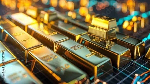 Fototapeta A close-up image of a computer keyboard featuring cards and circuit bars, showcasing the intricate details of technology and electronic components