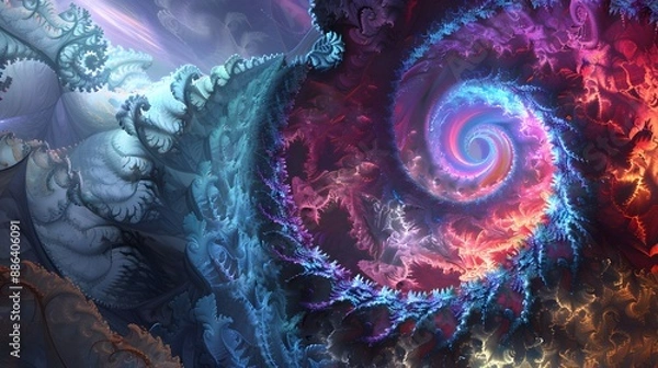 Fototapeta Complex fractal patterns with vibrant hues, offering a futuristic and captivating visual.