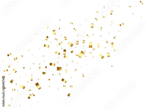 Fototapeta Gold falling Rectangle foil confetti. Festive pattern
