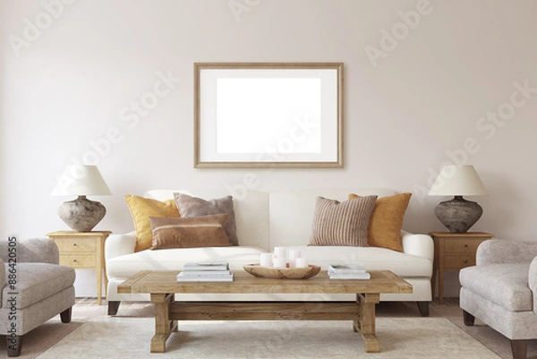 Obraz Beautiful living-room interior. 3d render.