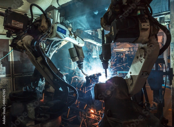 Obraz Robots welding industry