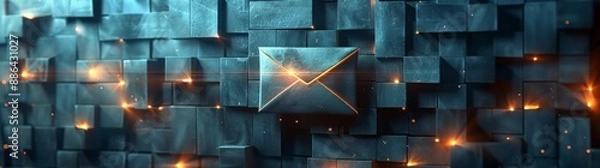 Fototapeta a sleek modern abstract design of an envelope icon, futuristic background, digital letter