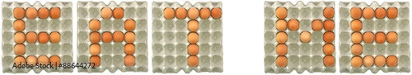 Fototapeta EAT ME word from eggs in paper tray
